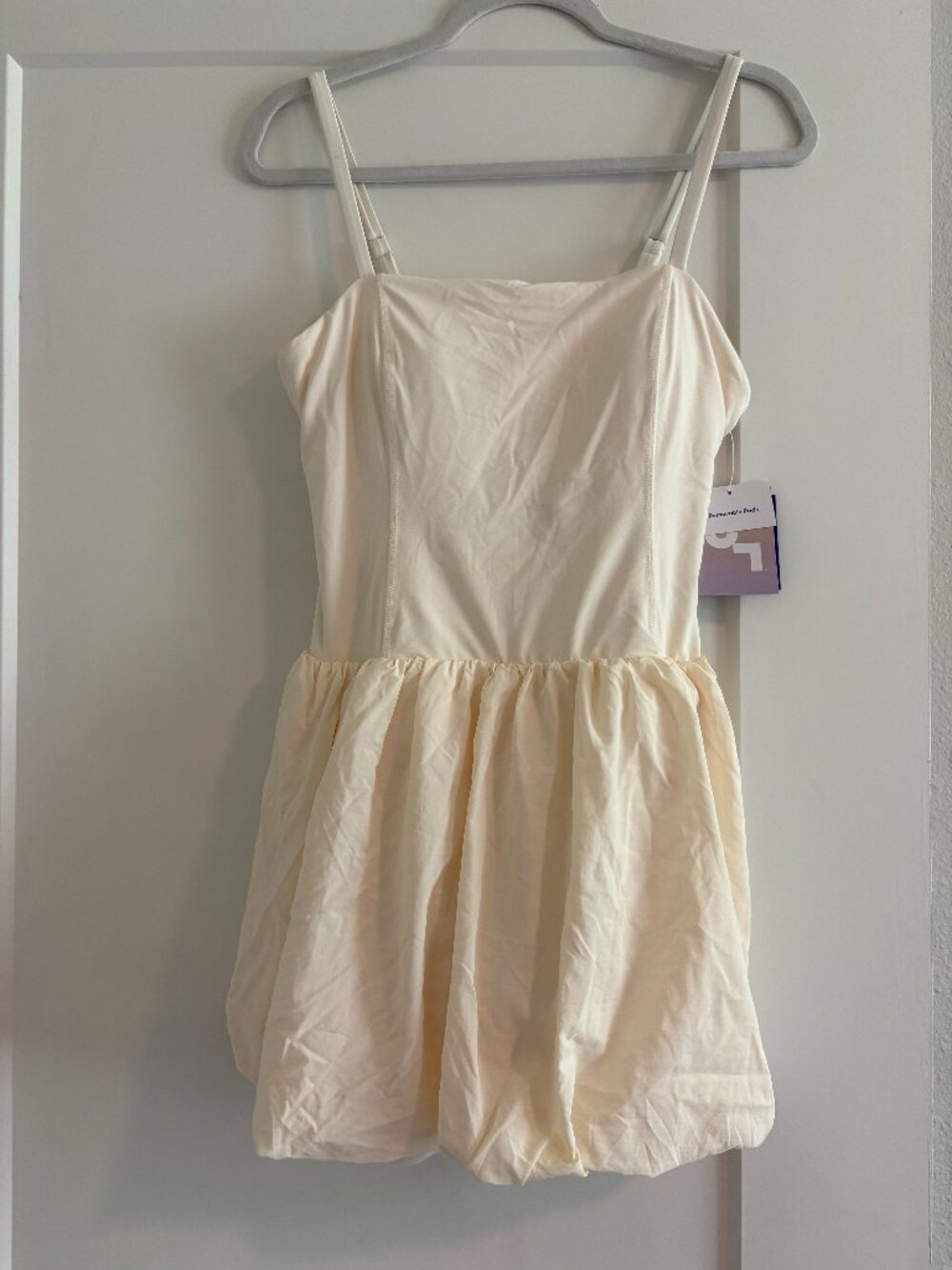 JoyLab Cream Athletic Bubble Hem Mini Dress Size L New With Tags